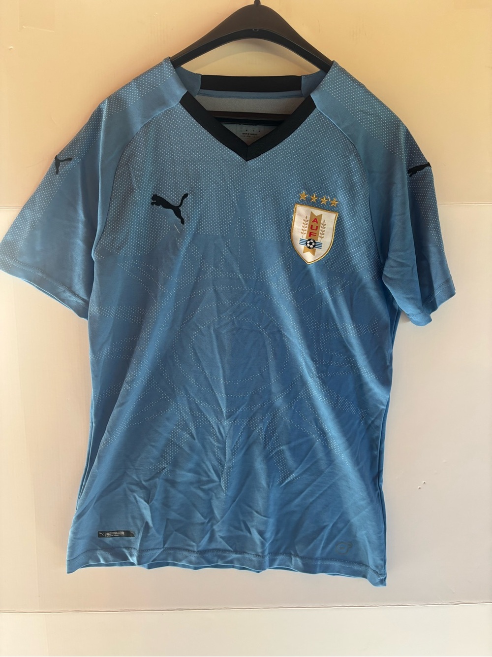 PUMA Uruguay AUF Soccer Jersey Short Sleeve Polyester Blue Size M